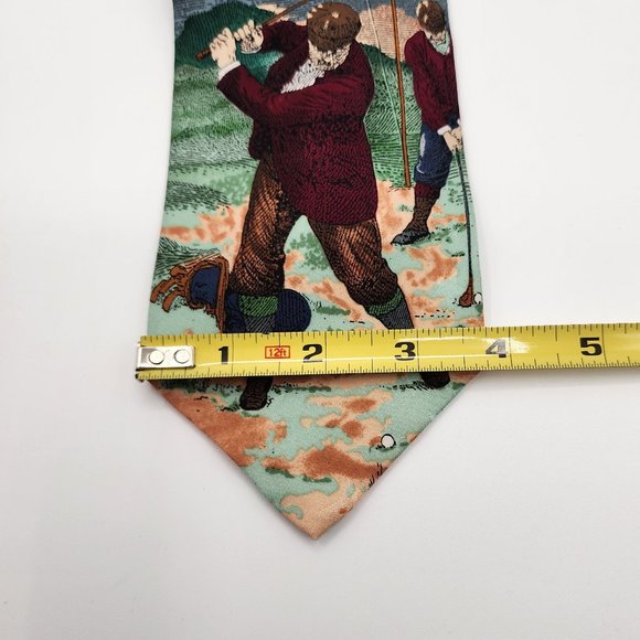 Tango by Max Raab Men's Silk Necktie Americana Series Fore! Golfers 3.5"W X 58"L - Picture 4 of 8